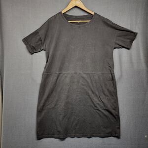 Eileen Fisher Shirt Dress Women Medium Black Pockets Stretch Comfort Casual